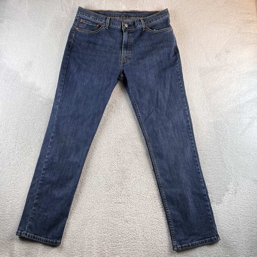 levis 511 jeans mens 36x32 fits 34x30 blue straight dark wash denim